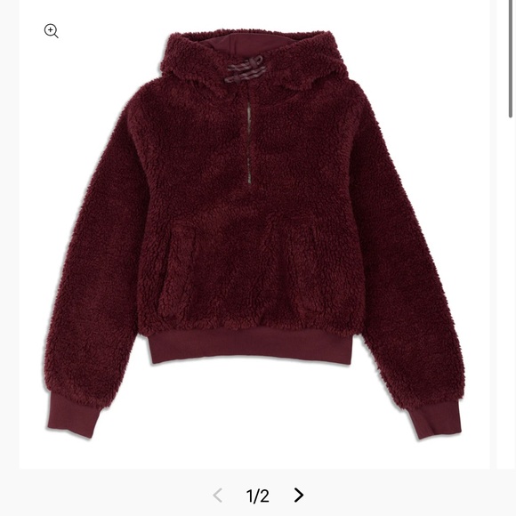 Lululemon Textured Fleece 1/2 Zip in Red Merlot Size 6 - Picture 7 of 7